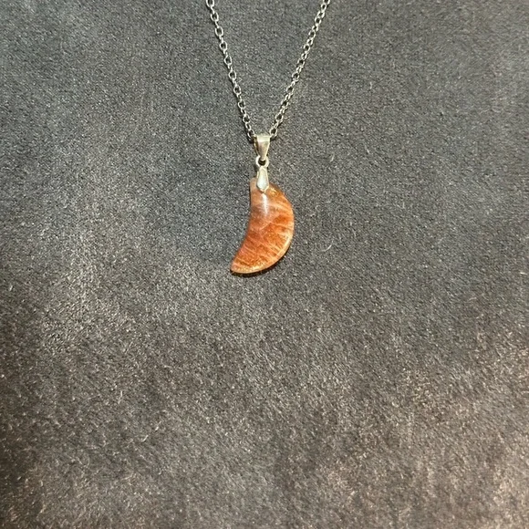 Sunstone Crescent Moon Pendant Necklace - Picture 11 of 13